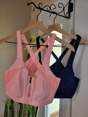 Victoria's Secret VSX Knockout Front-Close Sports Bras Lot Of 2 Pink/Blue 36D